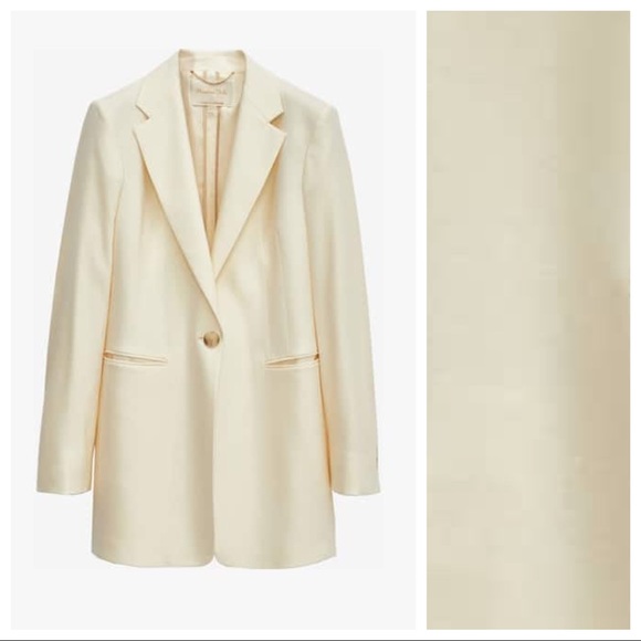 NWT. Massimo Dutti Ivory Wool Blazer. Size 4 - Picture 4 of 11